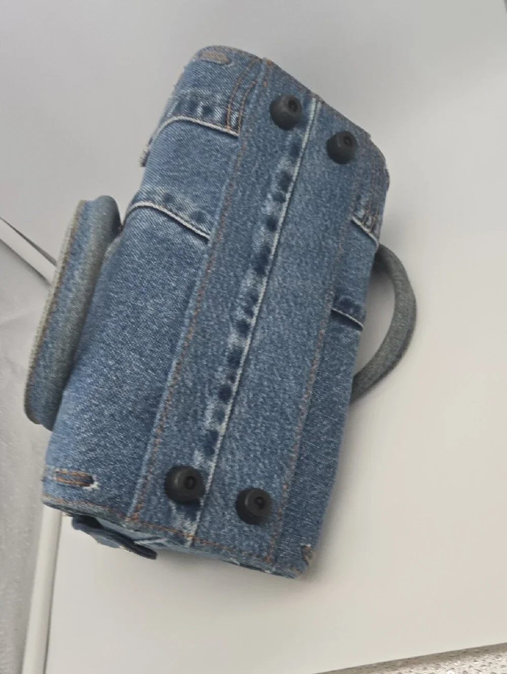 Vintage Hand & Heart Upcycled Denim Doctor Satchel Bag